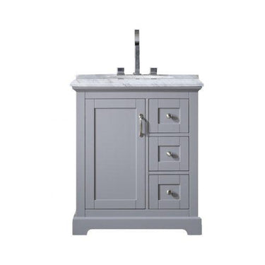 Eviva Houston 30″ Gray Bathroom Vanity w/ Double Ogee Edge White Carrara Top Vanity Eviva